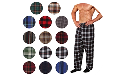 Wholesale Men's Flannel Pajama Bottoms Assorted Colors & Sizes (36 Packs)